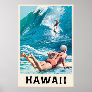 Cartaz de Viagem Vintage Havaí Impressão de Arte P