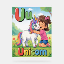 Cartaz do Alfabeto Letra U – U é para Unicórnio – 