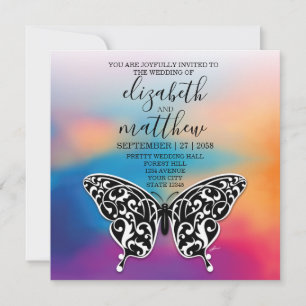 Cartaz do Convite Elegante Butterfly e Colorfu