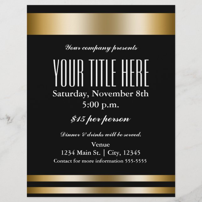 Cartaz do Flyer do Evento de Glamour Elegância Dou (Frente)