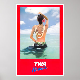 Cartaz do Havaí TWA Viagem Arte Impressão Garota H