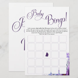 Cartaz do Jogo de Bingo de Bebê com Flor de Aquare