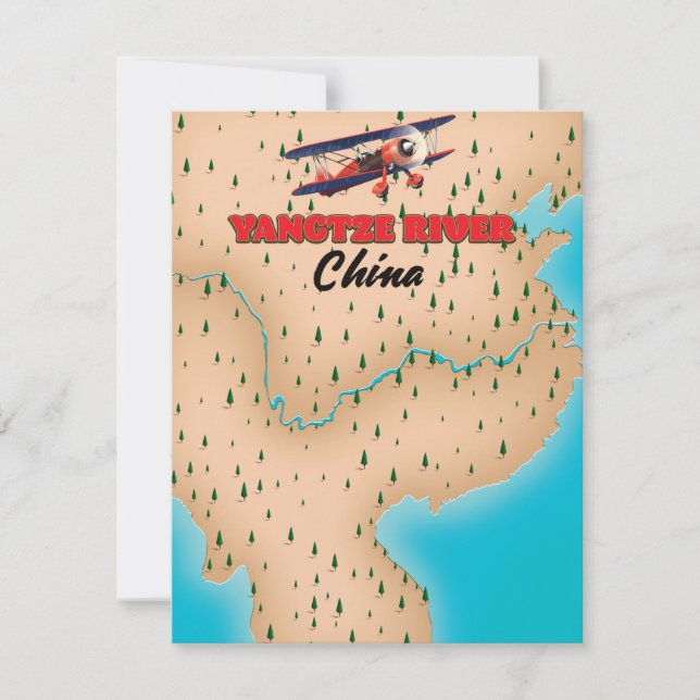 cartaz do mapa da China rio Yangtze (Frente)