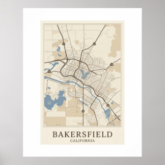 Cartaz do Mapa de Bakersfield | Impressão Minimali