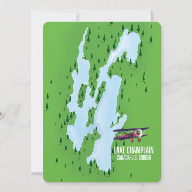 Cartaz do mapa do Lago Champlain EUA Canadá (Frente)
