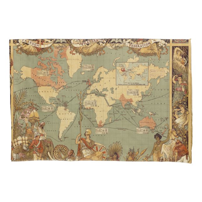 Cartaz do Mapa Mundial do Império Britânico de 188 (Frente)