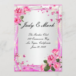 Cartaz Do Menu Casamento De Rosas E Pérolas Rosa