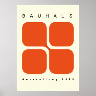 Cartaz Geométrico Bauhaus Laranja Impressão Retro