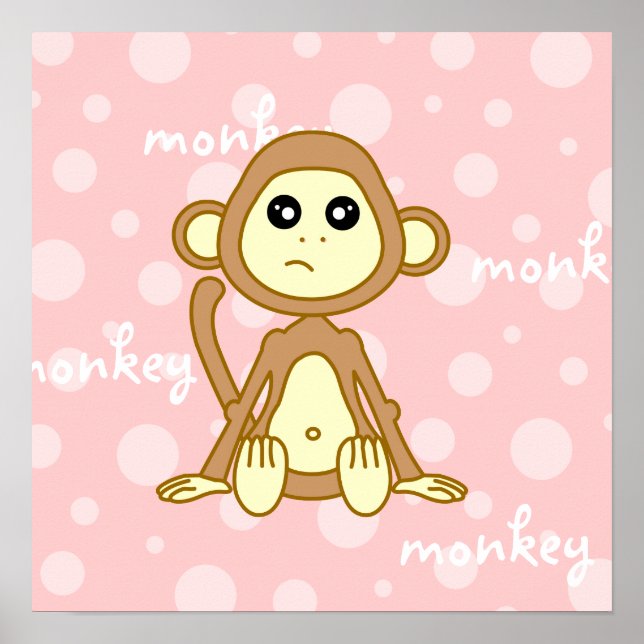 Cartaz / Impressão de Macaco Bebê Fofo Arte para P (Frente)