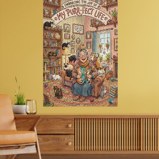 Cartaz Louca por Gatos - Impressão de Arte Digital