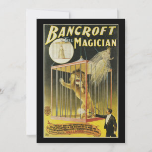 Cartaz Mágico Antigo, Mágico Bancroft e Leão