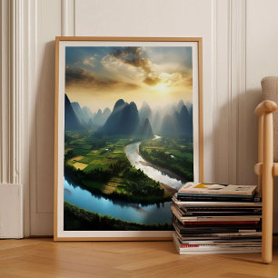 Cartaz Montanhas Impressão China Hong Kong Impress