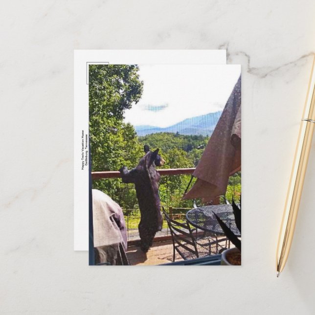 Cartaz negro desfrutando de vistas no cartão posta (Frente/Verso In Situ)