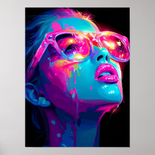 Cartaz Neon Aura   Impressão de Arte Pop Ousada