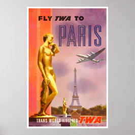 Cartaz Paris TWA França Viagem Arte Impressão Fran