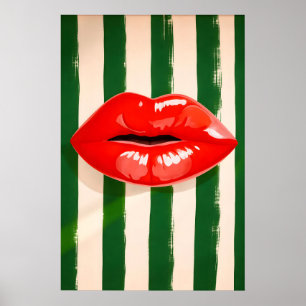 Cartaz Pop Art de Lábios Vermelhos, Impressão Ousa