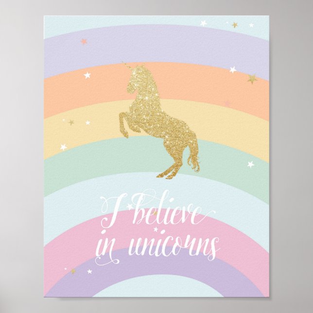 CARTAZ POSTER DE ARCO-ÍRIS DE UNICÓRNIO MÁGICO (Frente)
