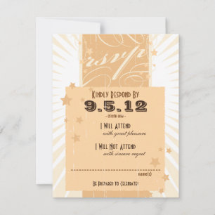 Cartaz Rústico: Creme e Marrom RSVP Casamento Pers
