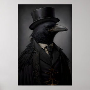 Cartaz Vintage Corvo Gótico, Impressão de Arte de