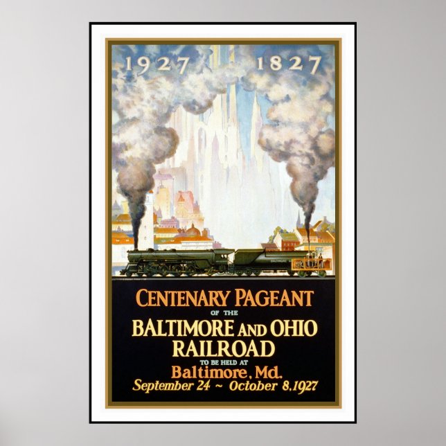 Cartaz Vintage Impressão Baltimore Railroad (Frente)