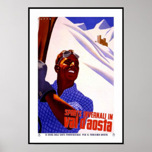 Cartaz Vintage Impressão Invernali Val D'Aosta Itá