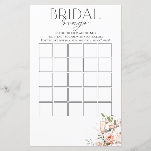 Cartazes De Bingo Bridal E Jogo Prosecco (Frente)