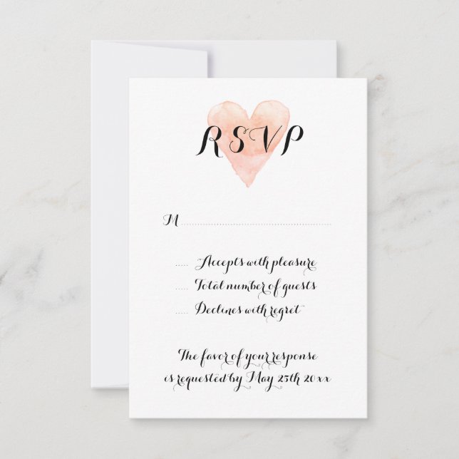 Cartazes de casamento RSVP de cor rosa-d-água (Frente)