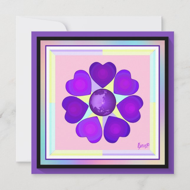 Cartazes de vazio com cores e corações roxos (Frente)