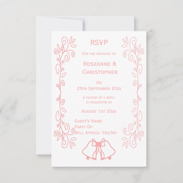 Cartazes RSVP de Casamento Rosa Srolwork (Frente)