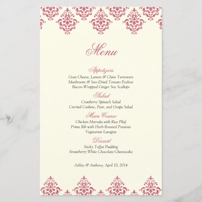 Carteira Árabe de Ivory Damask Rosa (Frente)