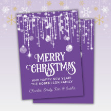 Carteira branca roxa Luzes Natal Cartão de Férias