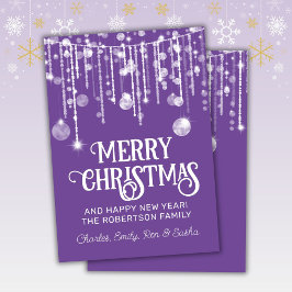 Carteira branca roxa Luzes Natal Cartão de Férias