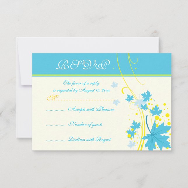 Carteira de casamento amarelo-turquesa RSVP (Frente)
