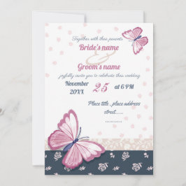 Carteira de casamento de borboletas cor-de-rosa ma