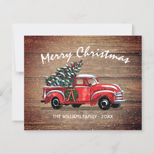 Carteira de Natal Feliz para Caminhão de Vintagem  (Frente)