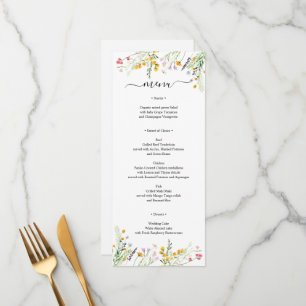 Carteira Menu elegante, Flores selvagens, monogram