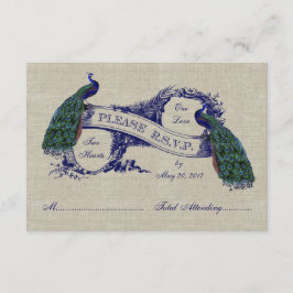 Carteira RSVP de Casamento Russo de Burlap Linen P