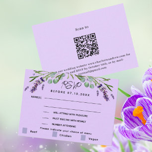 Carteira RSVP de resposta QR do menu de casamento 