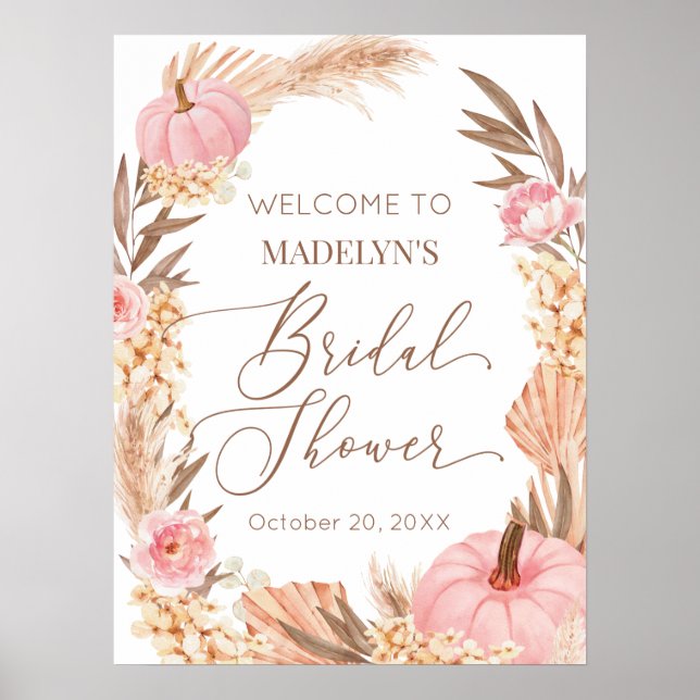 Cartel de bienvenida de Póster Floral Pampas (Frente)