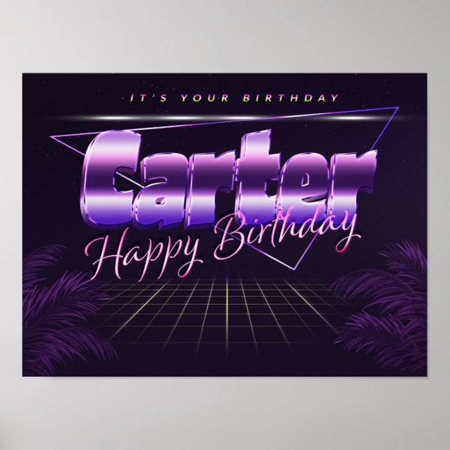 Carter Name Vorname lila retro Poster Geburtstag (Frente)
