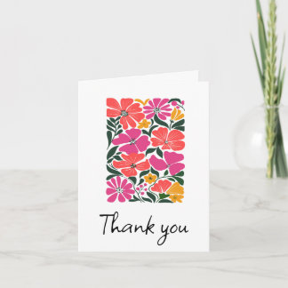 Cartoão de agradecimento floral cor-de-rosa e lara