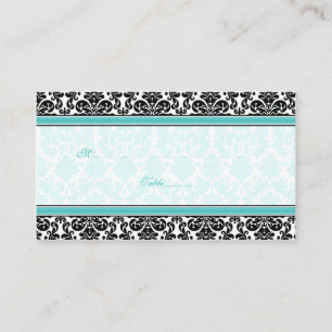 Cartões Aqua, Pretos, de Casamento tema damasco Br