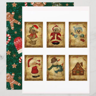 Cartões ATC de Natal Vintage Fofo