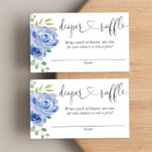 Cartões azuis de fralda de chá de fraldas floral