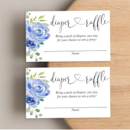 Cartões azuis de fralda de chá de fraldas floral