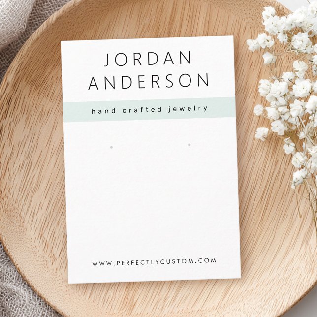 Cartões brancos, verdes e poeirentos modernos (Modern pale dusty sea green white earring cards)