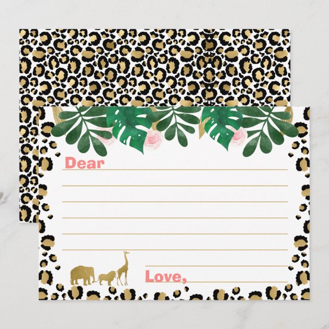 Cartões Cápsulas Safari Selvagem Única de Menina (Frente/Verso)