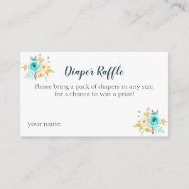 Cartões Chás de fraldas Florais Dourados de Teal f