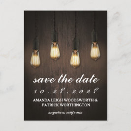 Cartões Chic de Salvar a Data com Luzes Rústicas A