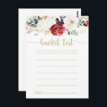 Cartões Clássicos de Lista de Desejos com Flores D<br><div class="desc">Esses cartões clássicos de lista de desejos com flores douradas são a atividade perfeita para uma recepção de casamento rústico ou chá de noiva. O design apresenta flores e frutas em aquarela branca, burgundy e dourada com folhagem verde organizada em buquês elegantes. Altere a redação para se adequar a qualquer...</div>